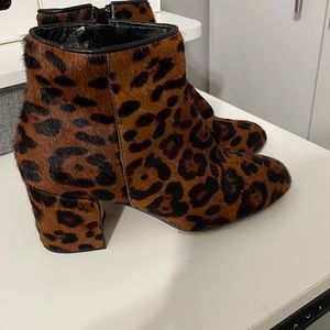 Cheetah print authentic leather booties